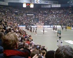 Die Fans feierten den THW beim Time-Out mit stehenden Ovationen...