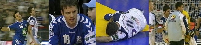 Roman Pungartnik zog sich nach der v�llig unn�tigen und unfairen Attacke von Andjelkovic einen Kreuzbandriss zu und musste von seinen Mitspielern vom Feld getragen werden. Der slowenische Nationalmannschaftskapit�n 