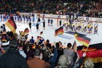 Tolle Stimmung im Gerry-Weber-Stadion beim 32:20-Sieg des deutschen Teams.