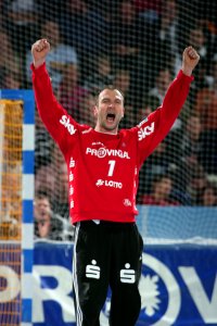 Allein auf weiter (Torwart-)Flur und dennoch mit vielen Gr�nden zum Jubeln: Thierry Omeyer.