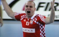 Goran Sprem verwandelte seine ersten beiden W�rfe sicher, scheiterte danach aber wiederholt an Thierry Omeyer.