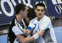 Halbrechte unter sich: Weder Kim Andersson (links) noch Kiril Lazarov gelang in der ersten Halbzeit ein Tor.