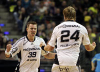 Mit purer Entschlossenheit ins "Final Four": Filip Jicha und Aron Palmarsson.