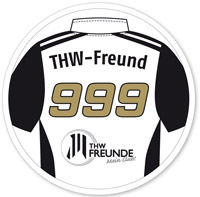 So wird der Auto-Aufkleber der THW-Freunde - nat�rlich  jeweils mit der ganz pers�nlichen Mitgliedsnummer - aussehen.