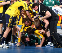 Riesiger Jubel bei den Rhein-Neckar L�wen.