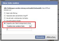 Meldet die Seite als Duplikat.