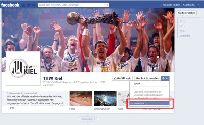 Schritt 2: Klicken Sie nun auf den Men�punkt "+ Neue Liste ...".