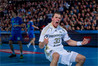 Dominik Klein l�sst nach einem seiner vier Treffer seinen Emotionen freien Lauf.