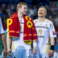 Strahlende Gesichter nach dem Schlusspfiff: Aron Palmarsson und Gudjon Valur Sigurdsson.