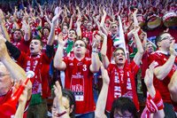 Bedingungslose Unterst�tzung von den R�ngen in der  Veszprem-Arena ...