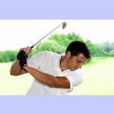 Golfen 2005: Adrian Wagner beim Abschlag.