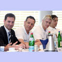 Saisoner�ffnungspressekonferenz 2009: THW-Aufsichtsratsvorsitzender Klaus-Hinrich Vater, THW-Trainer Alfred Gislason, Aron Palmarsson und Marcus Ahlm.