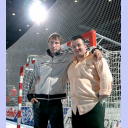 THW-Neuzugang Vid Kavticnik und Manager Sascha Bratic.