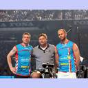 AGK-Clubchef Jesper Nielsen stellt seine Neuzug�nge Gudjon Valur Sigurdsson und Olafur Stefansson vor.