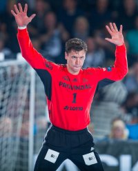 Niklas Landin Jacobsen in action.