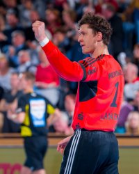 Niklas Landin Jacobsen in action.