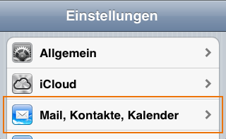 Mail, Kontakte, Kalender